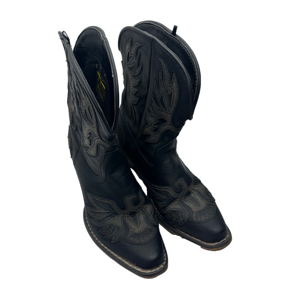 Roper Western Boots Womens 7 Amelia Overlay Black 09-021-1567-2113 BL Bootie - Picture 1 of 6